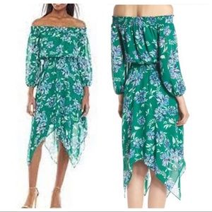 CHARLES HENRY Smocked Handkerchief Hem Dress